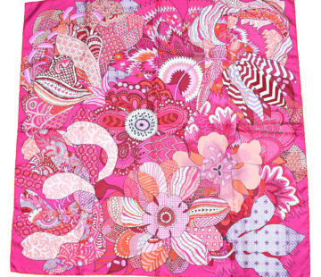 Hermes Scarf Fleurs d'Indiennes 90 cm silk pink Carre Indian flower 35"