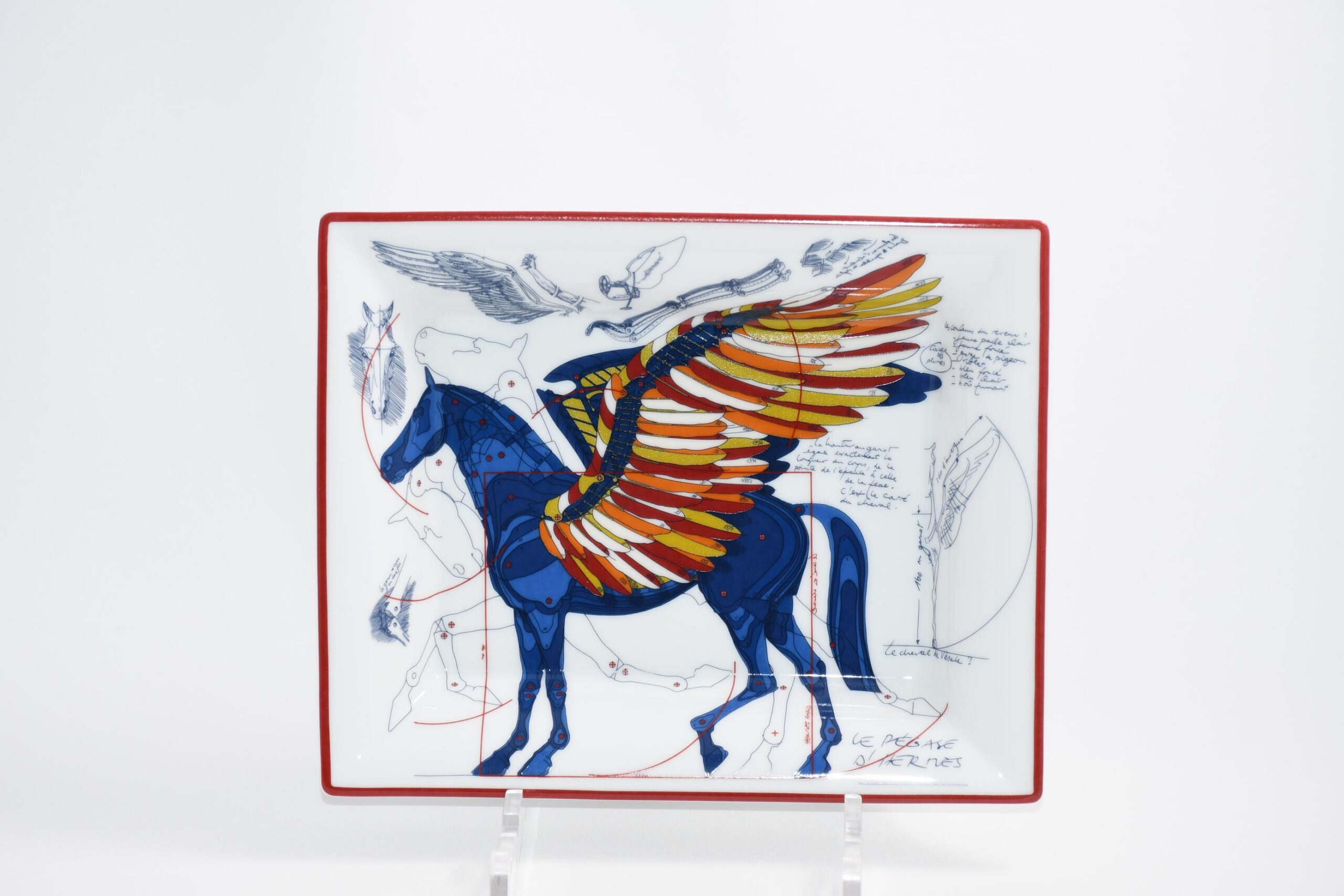 Hermes Le Pegase d’Hermes Change tray blue porcelain Ashtray Pegasus horse plate ME41000_1122 (2)