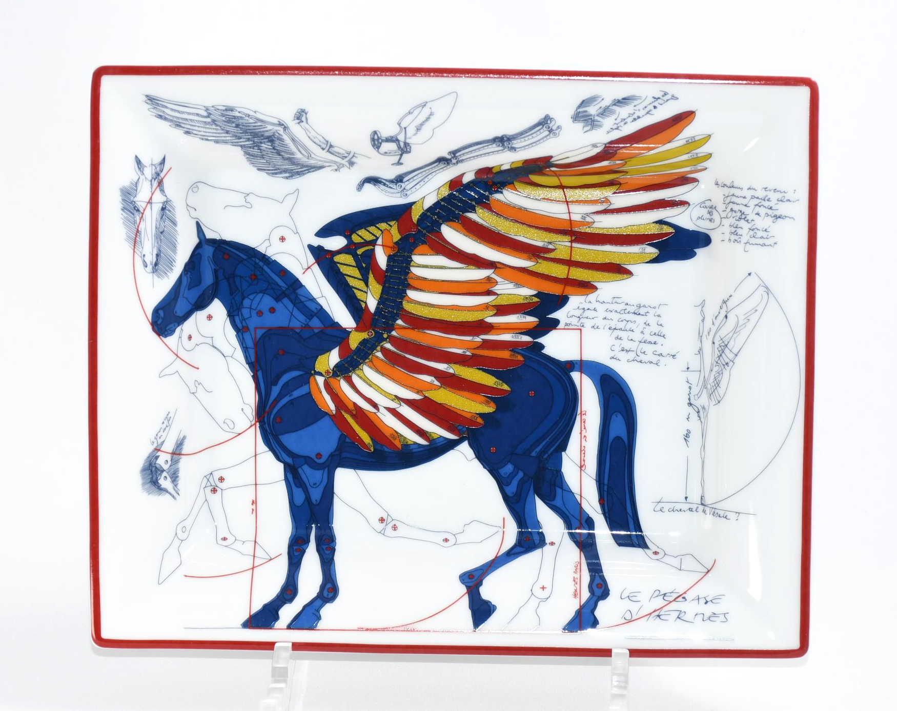 Hermes Le Pegase d’Hermes Change tray blue porcelain Ashtray Pegasus horse plate ME41000_1122 (3)
