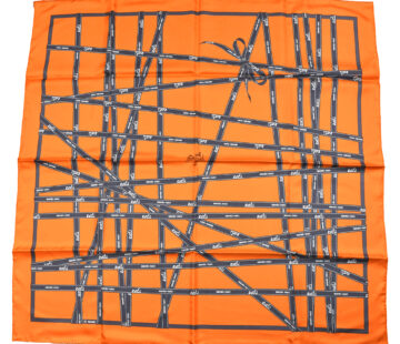 Hermes Scarf Bolduc by Jean Louis Dumas Silk 90 cm ribbon orange Carre 35" New w/ Tag