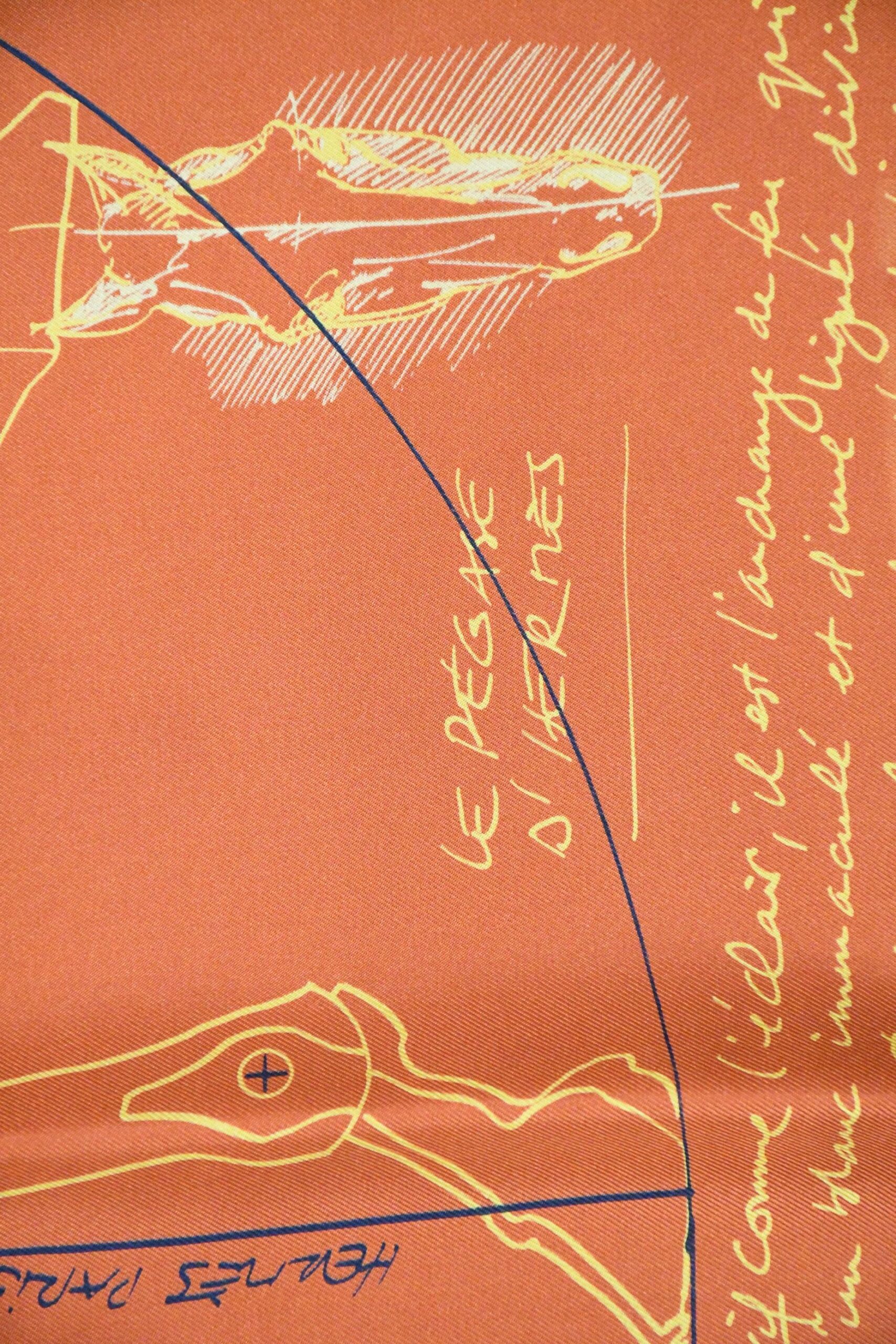 Hermes Scarf Le Pegase d'Hermes 90 cm silk orange Carre Pegasus horse 35 AUC33231_1121 (11)