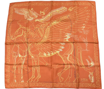 Hermes Scarf Le Pegase d'Hermes 90 cm silk orange Carre Pegasus horse 35"