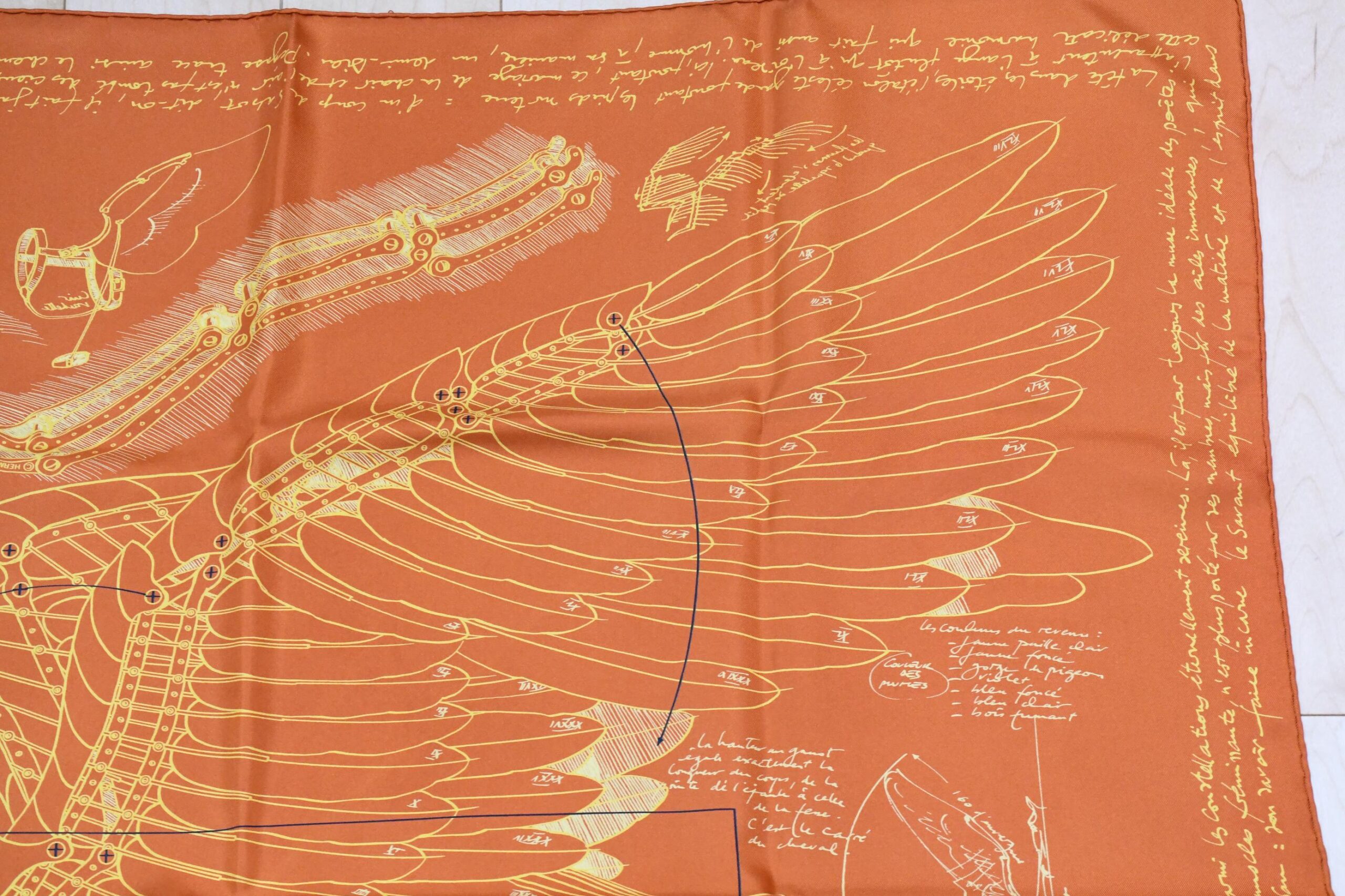 Hermes Scarf Le Pegase d'Hermes 90 cm silk orange Carre Pegasus horse 35 AUC33231_1121 (7)