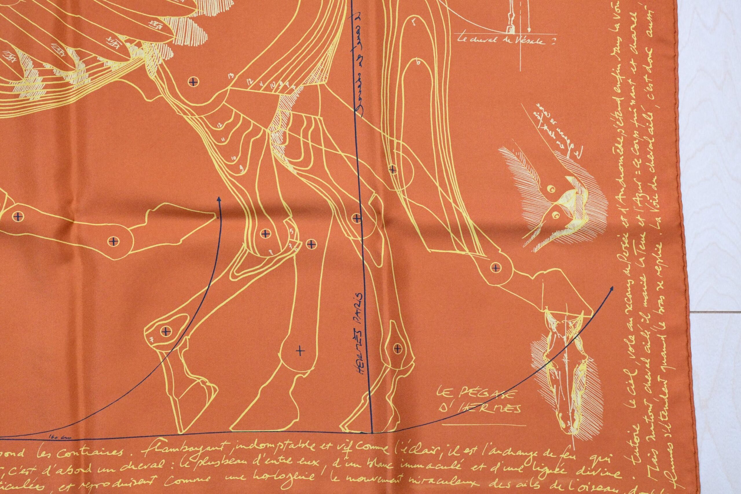 Hermes Scarf Le Pegase d'Hermes 90 cm silk orange Carre Pegasus horse 35 AUC33231_1121 (8)