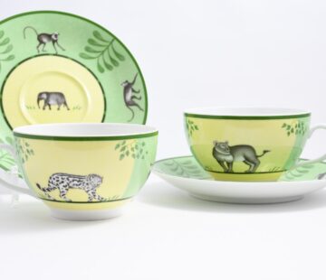 Hermes Africa Morning Cup green porcelain breakfast soup bowl Set of 2