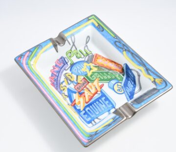 Hermes Change tray Chevaloscope Neon porcelain Ashtray blue plate Vide Poche M025