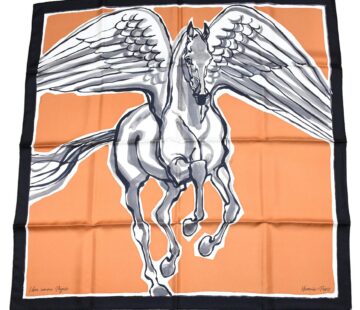 Hermes Scarf Libre Comme Pegase 90 cm silk orange Carre Pegasus horse 35"