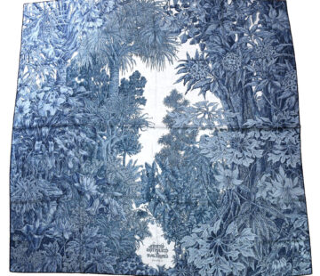 Hermes Shawl All'Orto Botanico di Palermo 140 cm Cashmere silk scarf stole blue