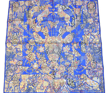 Hermes Scarf La Legende de la Foret 90 cm silk blue legend forest deer Carre 35"